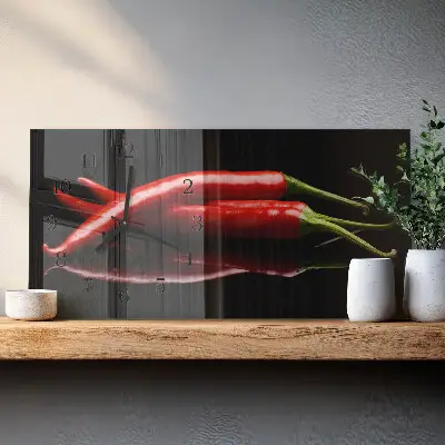 Glas wanduhr mit motiv horizontal Scharfe Paprika