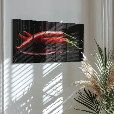 Glas wanduhr mit motiv horizontal Scharfe Paprika