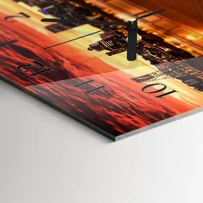 Horizontale glas wanduhr Goldene Stunde