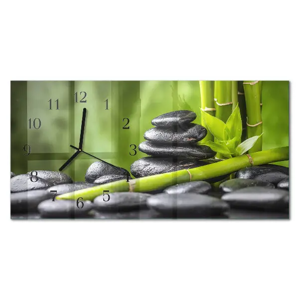 Glas wanduhr mit motiv horizontal Meditationssteine