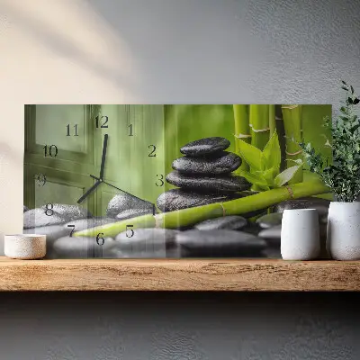 Glas wanduhr mit motiv horizontal Meditationssteine