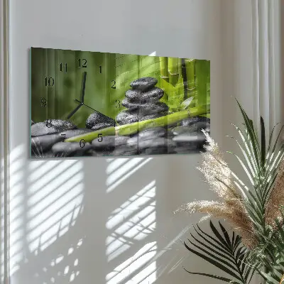 Glas wanduhr mit motiv horizontal Meditationssteine