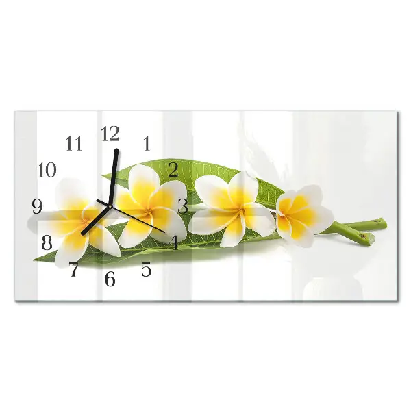 Horizontale glas wanduhr Blühende Pflanzen