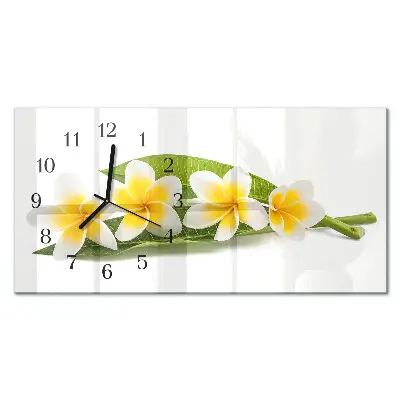 Horizontale glas wanduhr Blühende Pflanzen