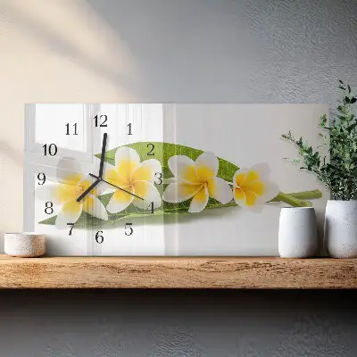 Horizontale glas wanduhr Blühende Pflanzen