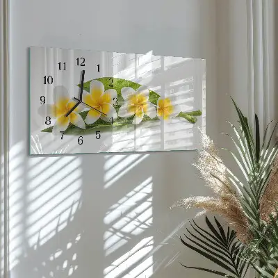 Horizontale glas wanduhr Blühende Pflanzen