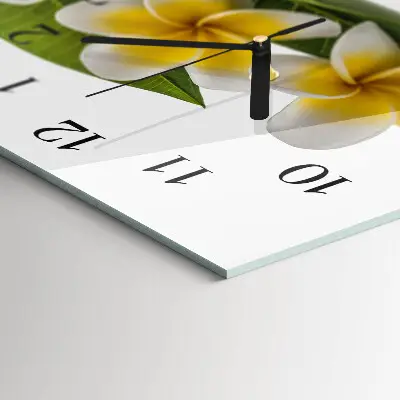 Horizontale glas wanduhr Blühende Pflanzen