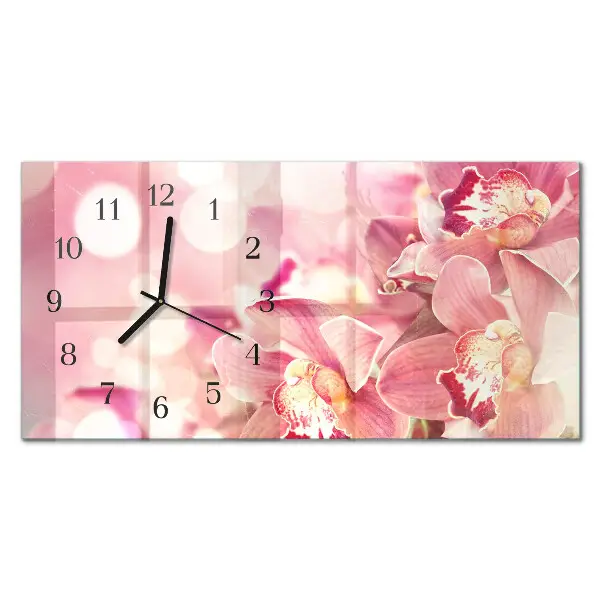 Glasuhr horizontal Orchideen