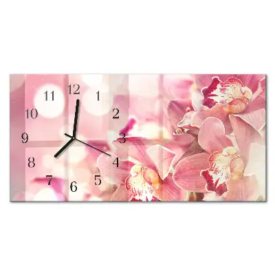 Glasuhr horizontal Orchideen
