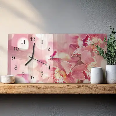 Glasuhr horizontal Orchideen