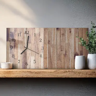Glas wanduhr mit motiv horizontal Holzbretter