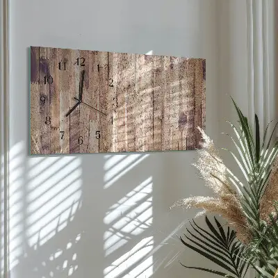 Glas wanduhr mit motiv horizontal Holzbretter