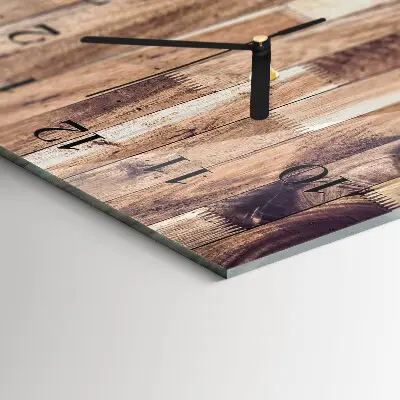 Glas wanduhr mit motiv horizontal Holzbretter