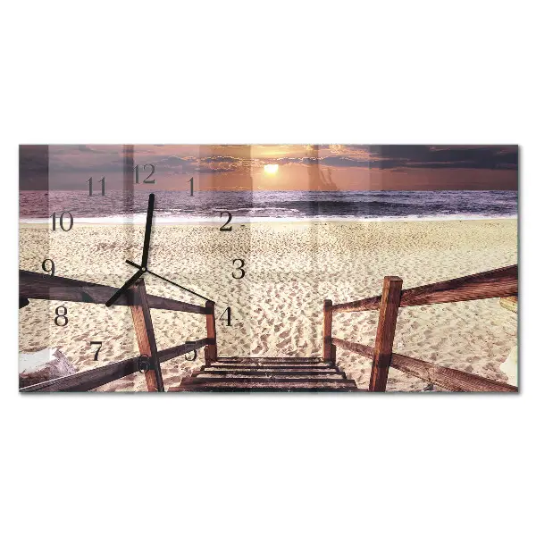 Wanduhr aus glas horizontal Schritte zum Strand