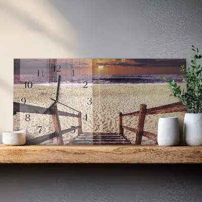 Wanduhr aus glas horizontal Schritte zum Strand