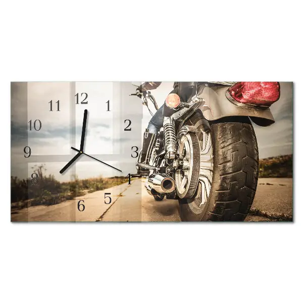 Horizontale glas wanduhr Zweirad