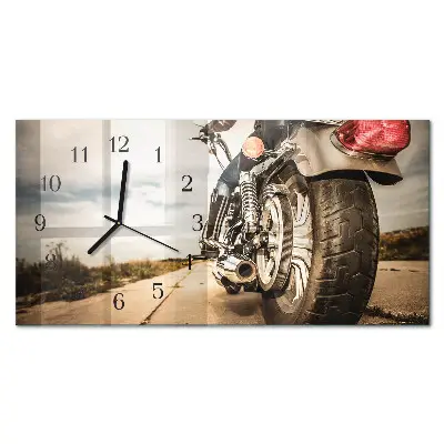Horizontale glas wanduhr Zweirad