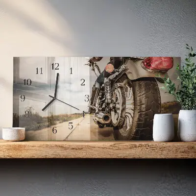 Horizontale glas wanduhr Zweirad