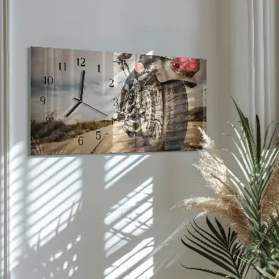 Horizontale glas wanduhr Zweirad