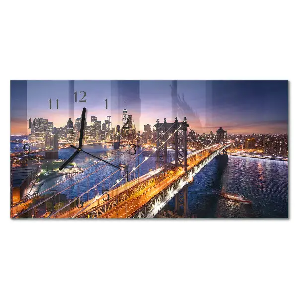 Glas wanduhr mit motiv horizontal New York