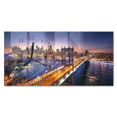 Glas wanduhr mit motiv horizontal New York