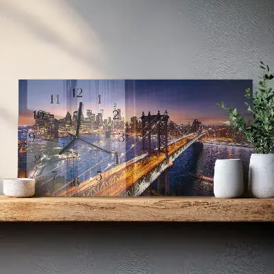 Glas wanduhr mit motiv horizontal New York