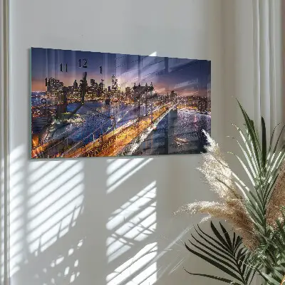 Glas wanduhr mit motiv horizontal New York