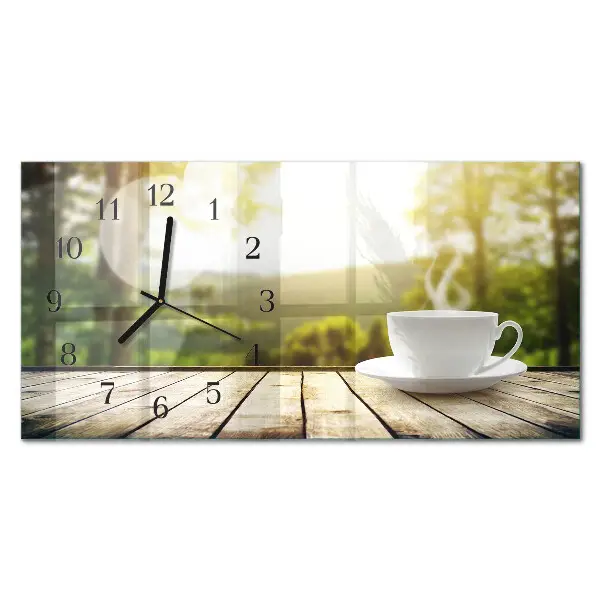 Horizontale glas wanduhr Eine Tasse Kaffee
