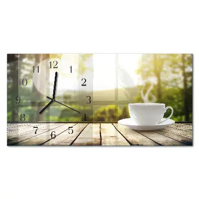 Horizontale glas wanduhr Eine Tasse Kaffee