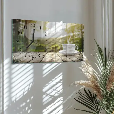 Horizontale glas wanduhr Eine Tasse Kaffee