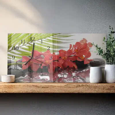 Glasuhr horizontal Blumensträuße und Steine