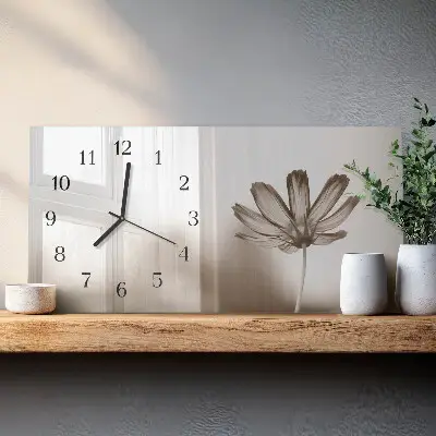 Glas wanduhr mit motiv horizontal Eine Blume ist aufgeblüht