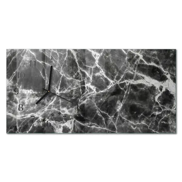 Glasuhr horizontal Schwarzer Marmor