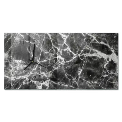 Glasuhr horizontal Schwarzer Marmor