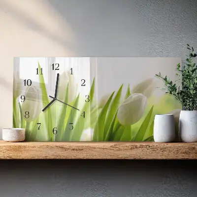 Horizontale Uhr Weiße Tulpen