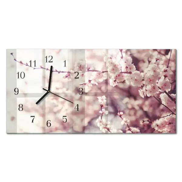 Glas wanduhr mit motiv horizontal Kirschblüten