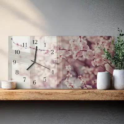 Glas wanduhr mit motiv horizontal Kirschblüten