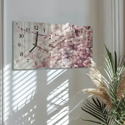 Glas wanduhr mit motiv horizontal Kirschblüten