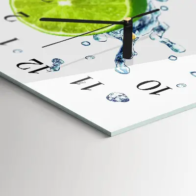 Horizontale glas wanduhr Zitrone mit Minze